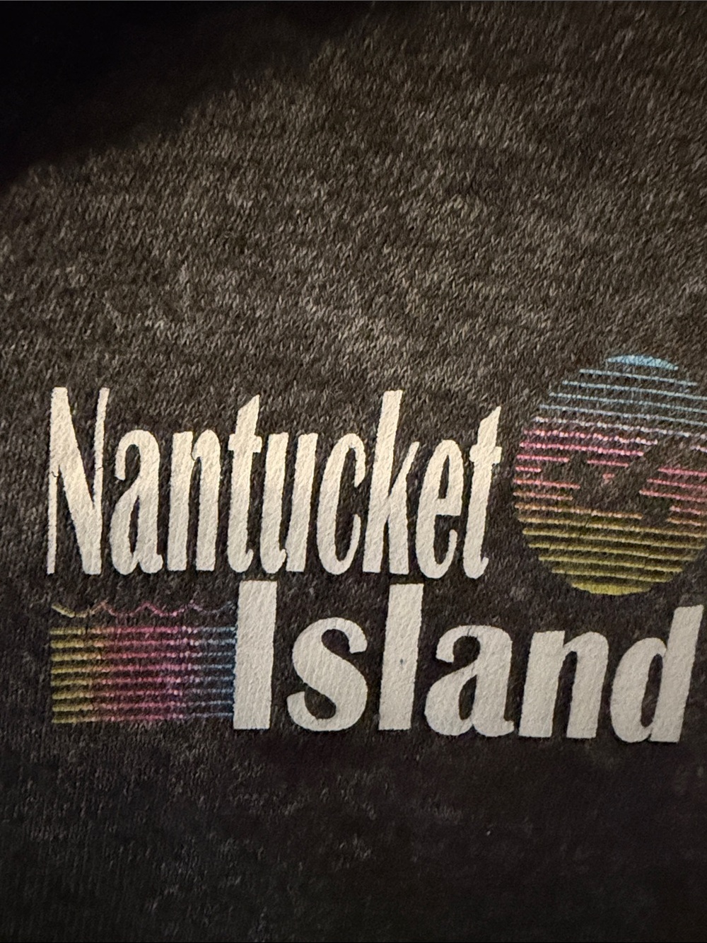Nantucket Island Zip-Up Hoodie - Charcoal Gray, distressed look.
